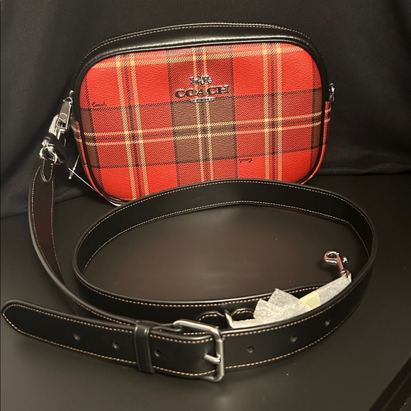 Coach *NWT* Jamie Camera Bag Red and Black Plaid Shoulder/CrossBody G2251 - Picture 7 of 11